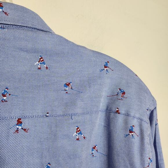 Basic Zara Man hockey player print button front long sleeve shirt men's size M - Picture 7 of 10